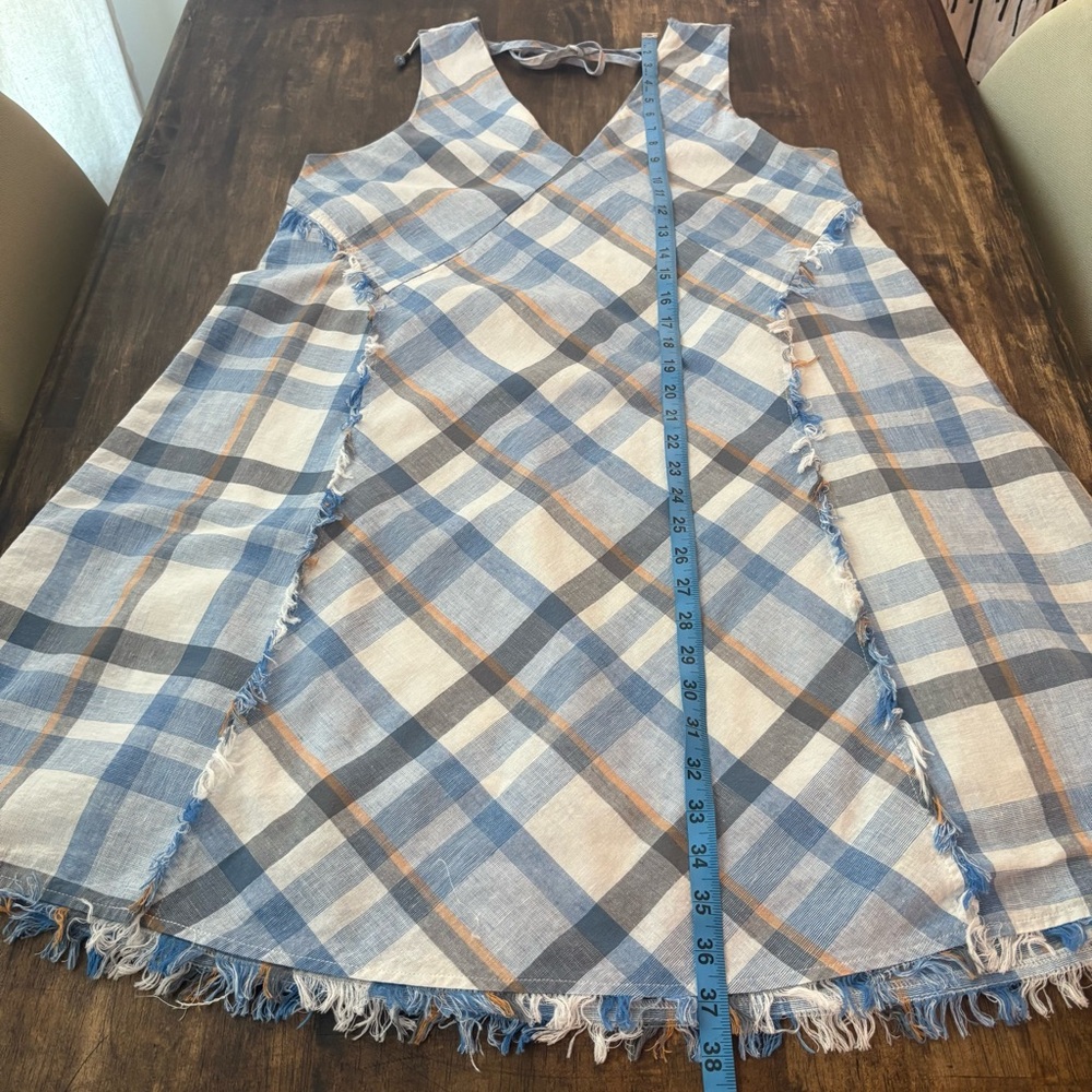 Doe & Rae Blue & White Plaid Sleeveless Swing Dress! Beautiful! Cotton blend. M - Picture 13 of 14